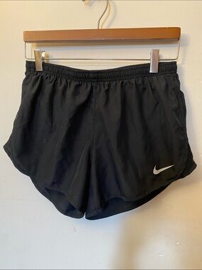 Nike Black Women’s Athletic Running Shorts with White Swoosh